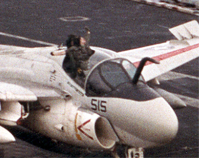 A-6 Landing with LT Gallagher ejected - closeup
