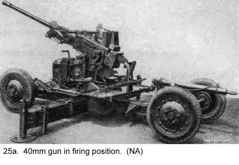 40mm antiaircraft gun in firing position