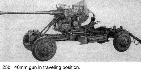 40mm antiaircraft gun in traveling position