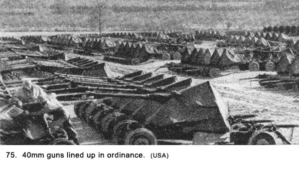 40mm guns lined up in ordinance