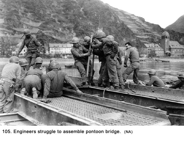 Engineers build pontoon bridge - Rhine River